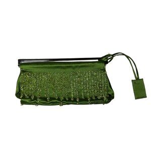 Custom Gucci Green Silk Beaded Clutch - One-of-One Red Carpet Archive Piece